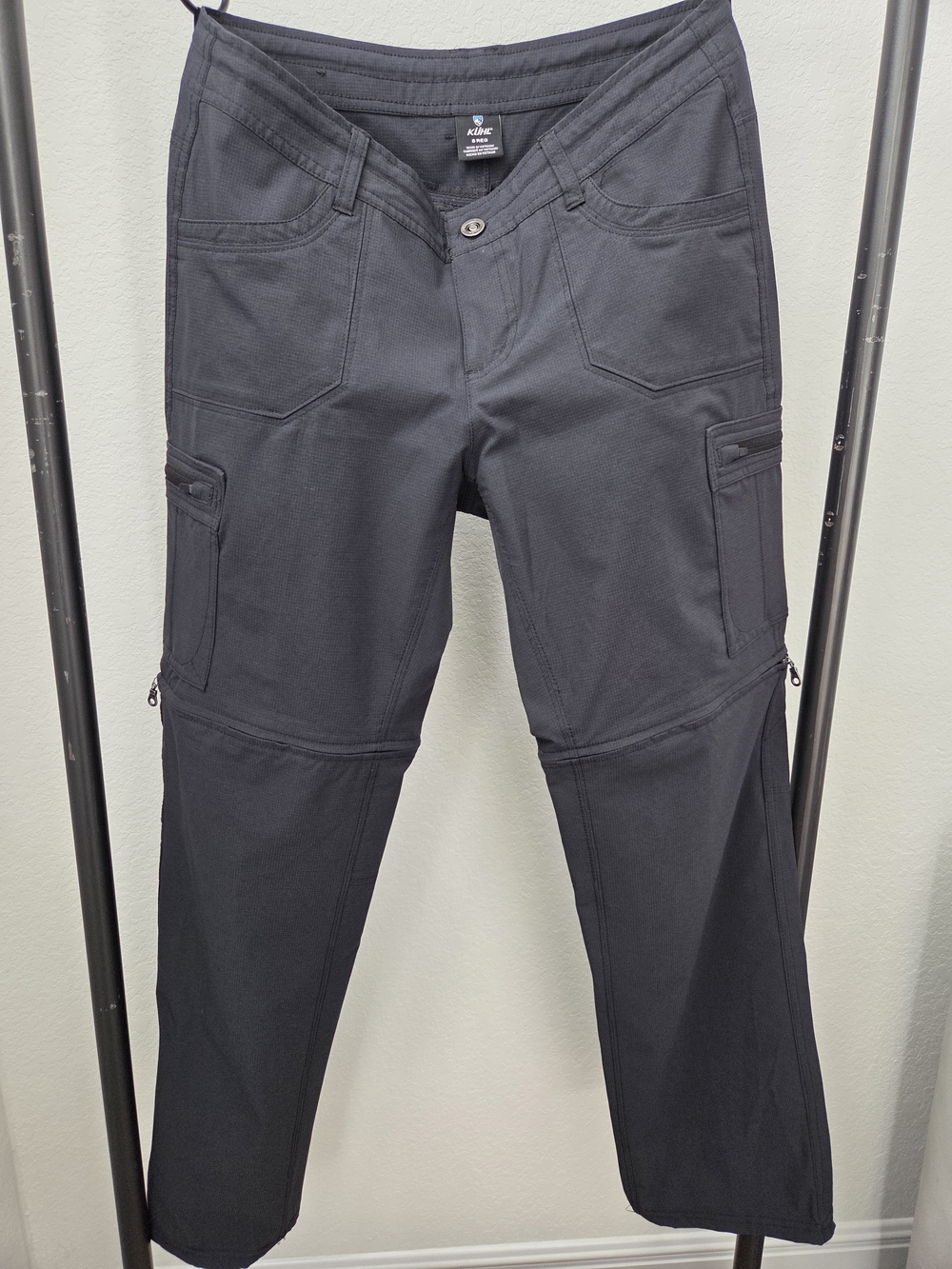 Kuhl Womens 8R Gray Cargo Zip-Off Utility Pants Shorts Hiking Outdoor Pockets